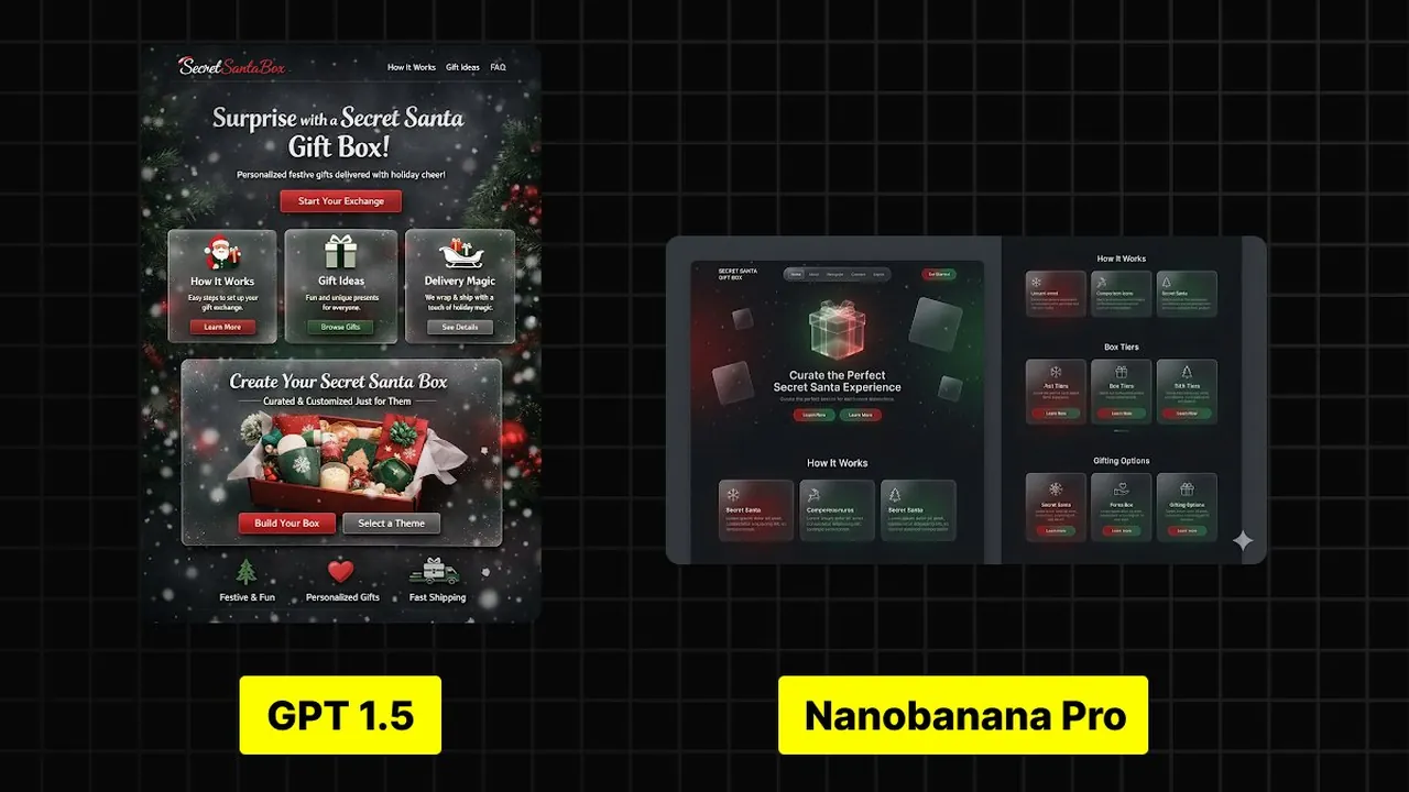 Dark-Mode Christmas Gifting Website UI Design