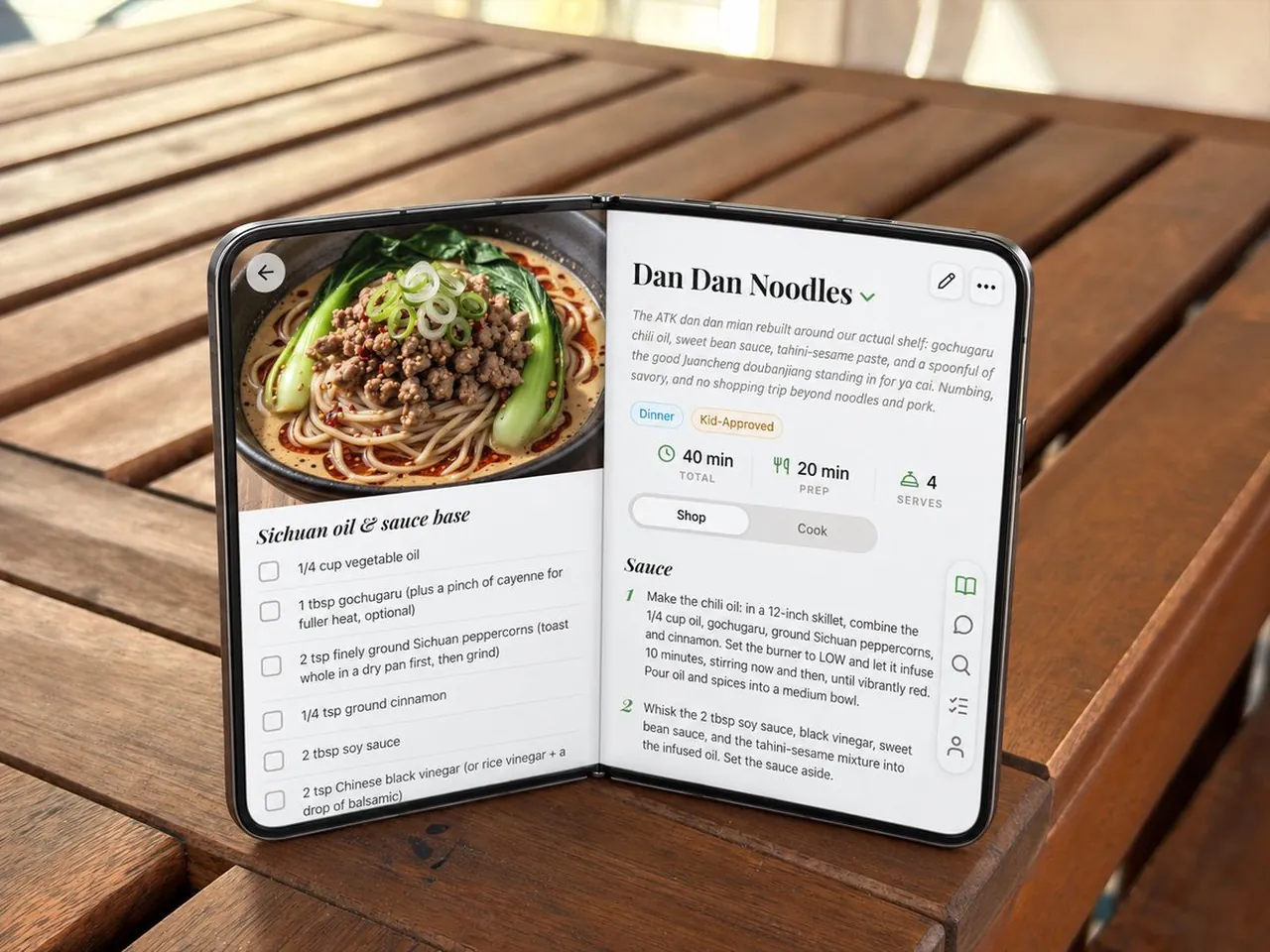 Foldable Recipe App Mockup