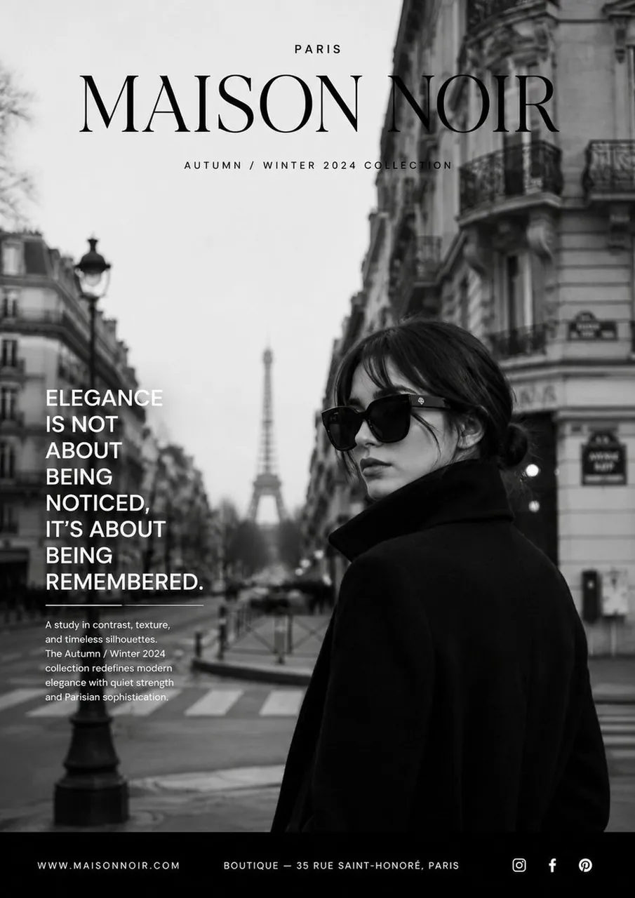 Créer une publicité de mode de luxe haut de gamme au style minimaliste