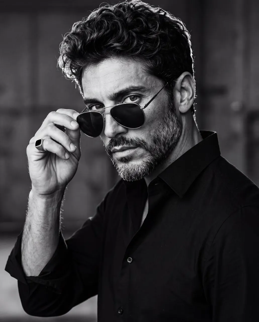 High Contrast Monochrome Male Portrait