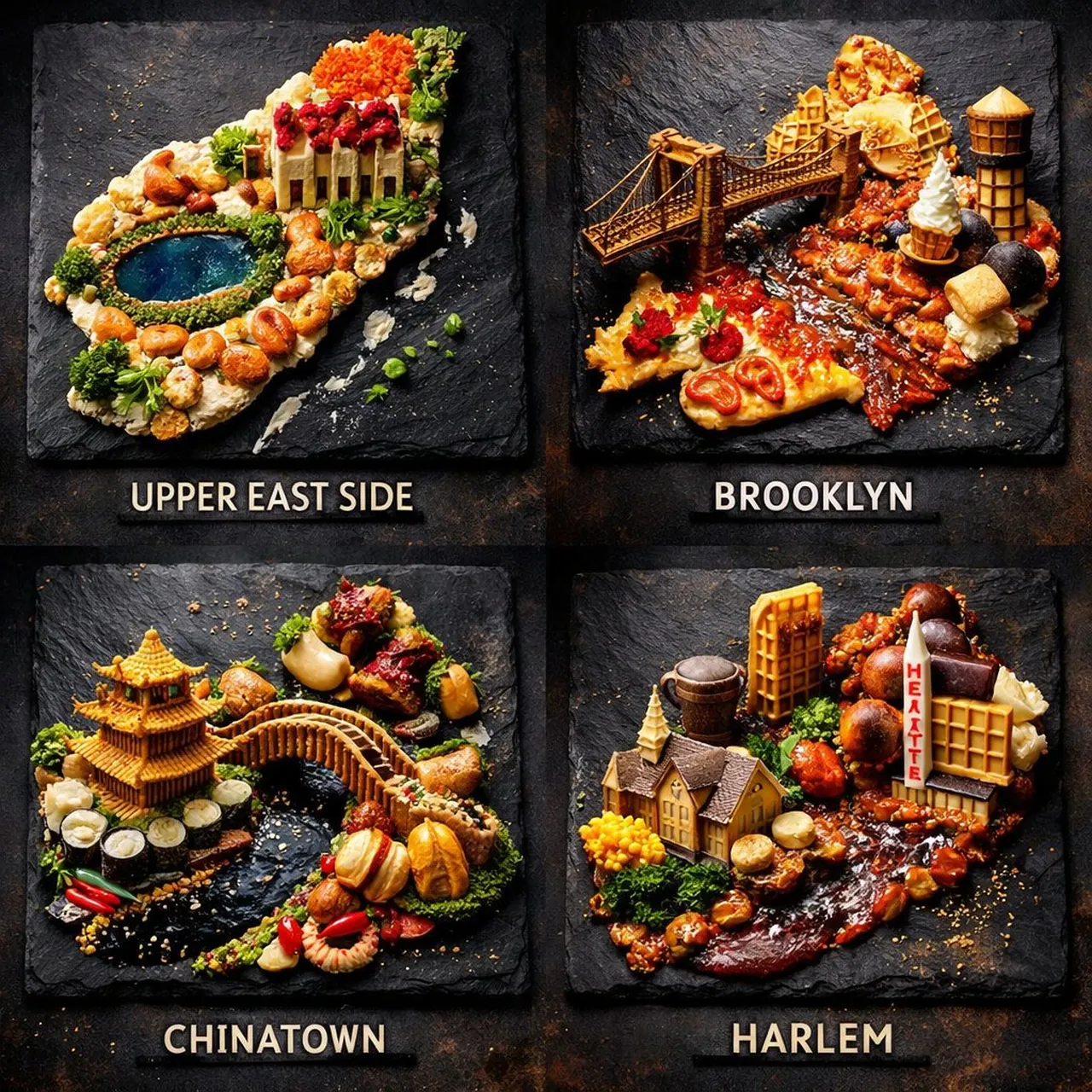 Grille d'art culinaire extrême des quartiers de New York