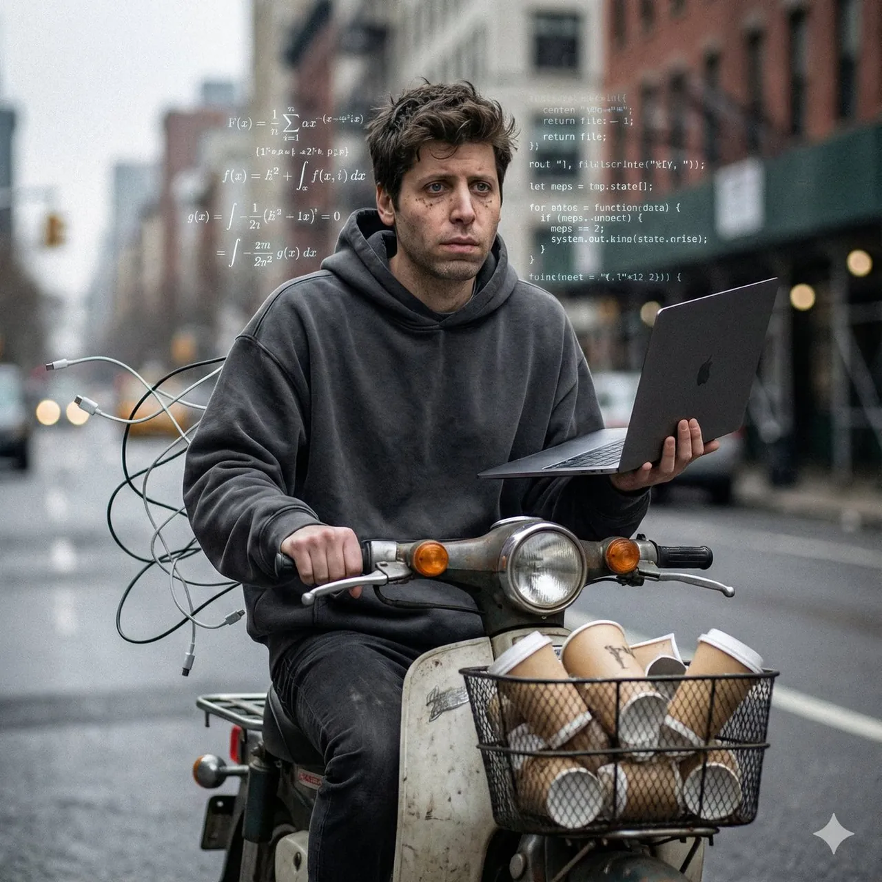 Sam Altman Scooty-Fahrt filmischer Realismus Prompt