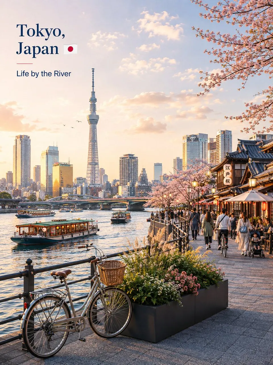 Create a beautiful, elegant Tokyo, Japan travel-poster-style