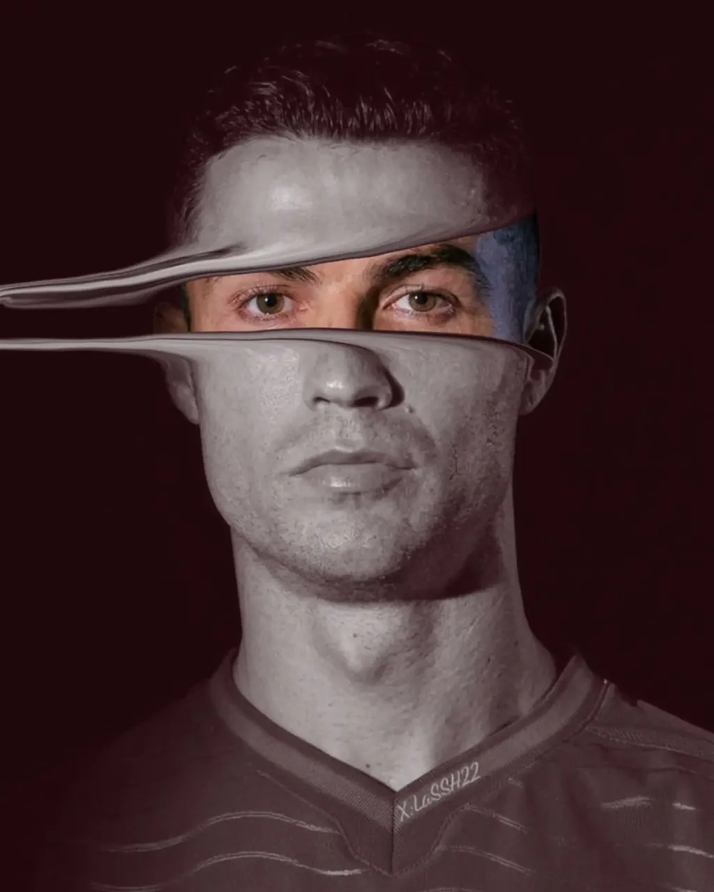 Ultra-minimalist surreal football portrait of a professional