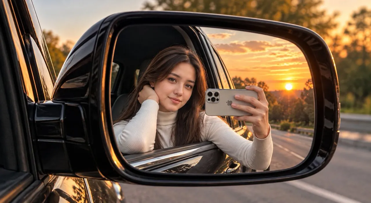 Young Woman Car Selfie