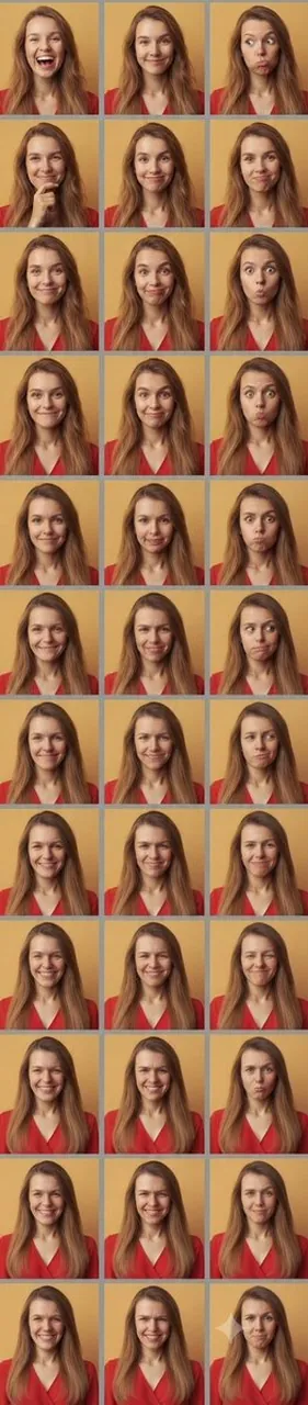 Multapanel grid of expressions.