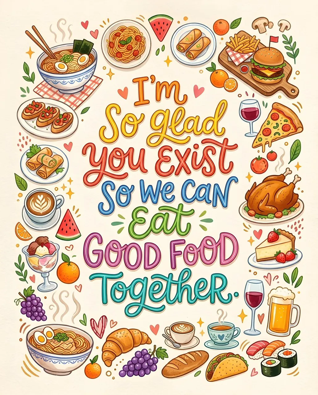 奇趣美食语录插画