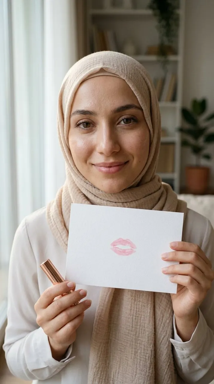 Elegant Lipstick Kiss Portrait