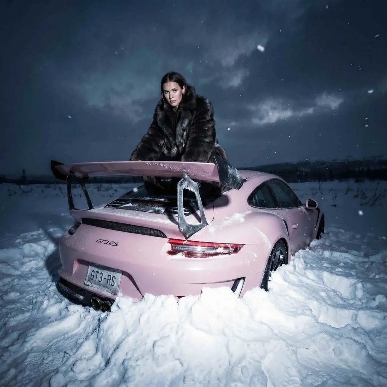 Frozen Wrecked Car Cinematic Portrait