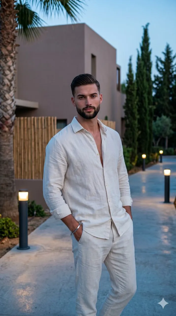 Portrait d'Homme sur un Allée de Complexe Hôtelier Haut de Gamme
