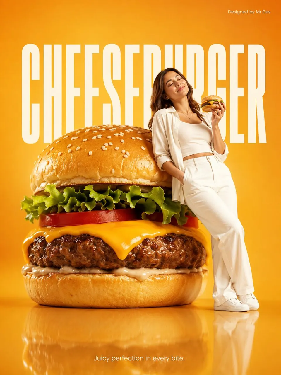 Minimalistische Cheeseburger-Werbeanzeige