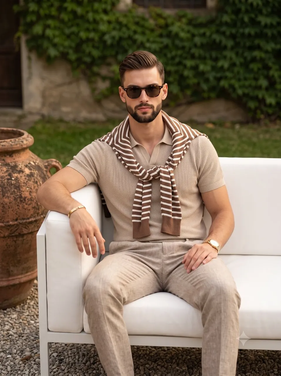 Old Money Summer Portrait of Confident Young Man