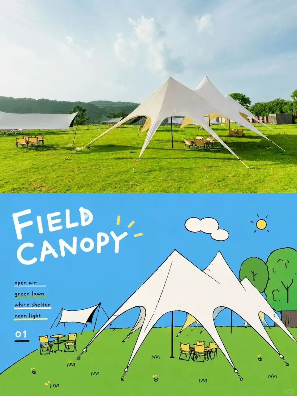 Field Canopy and City Camp Editorial Posters