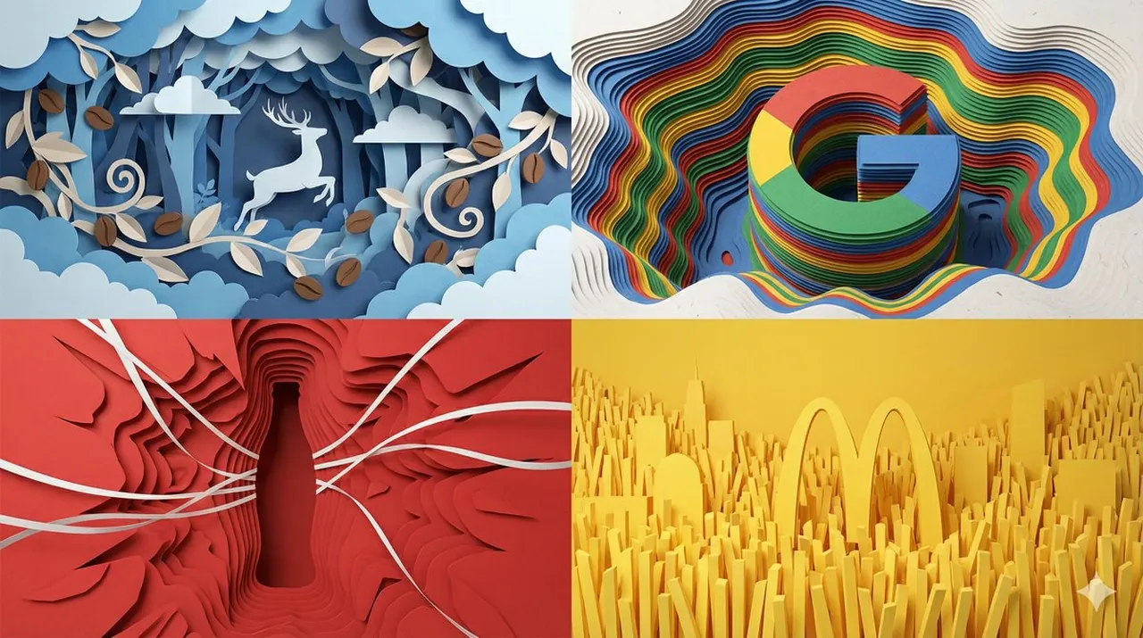 Complex Four-Quadrant Paper World Composite Prompt