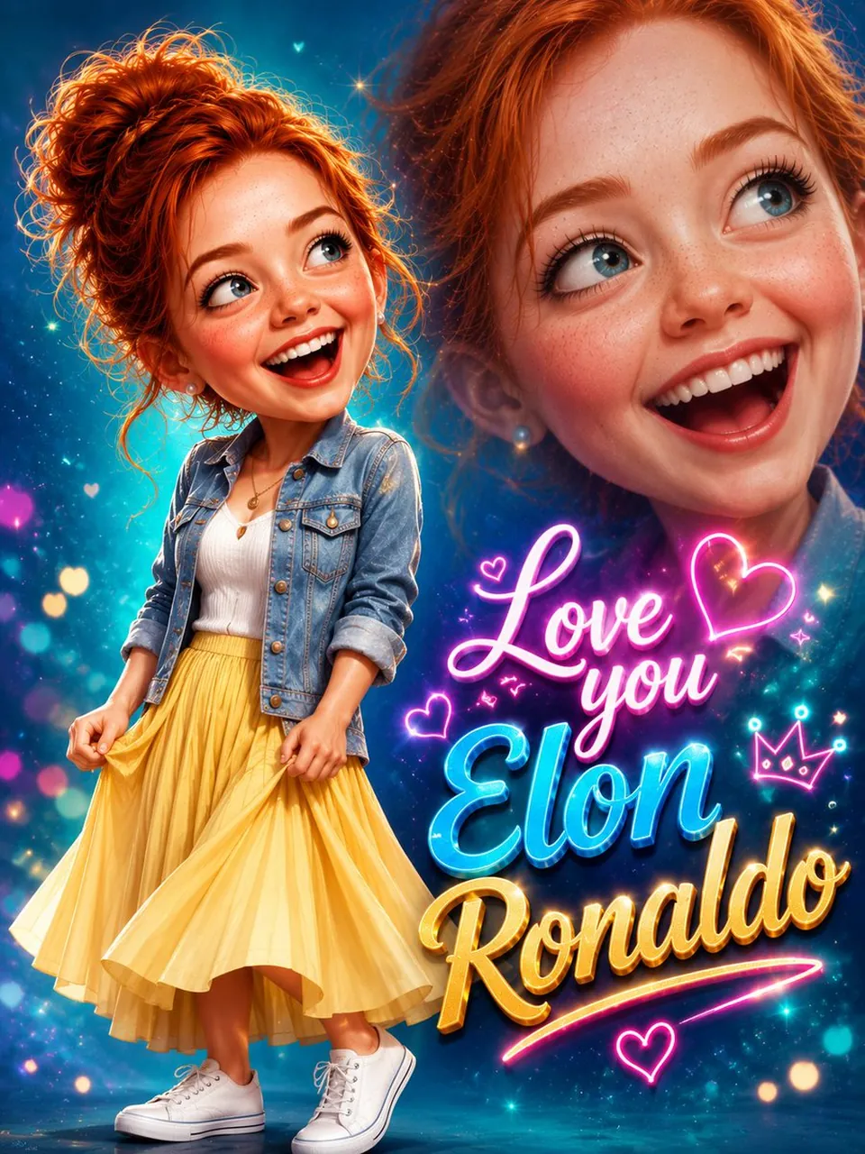 Create an ultra-premium, hyper-detailed 3D caricature portrait of