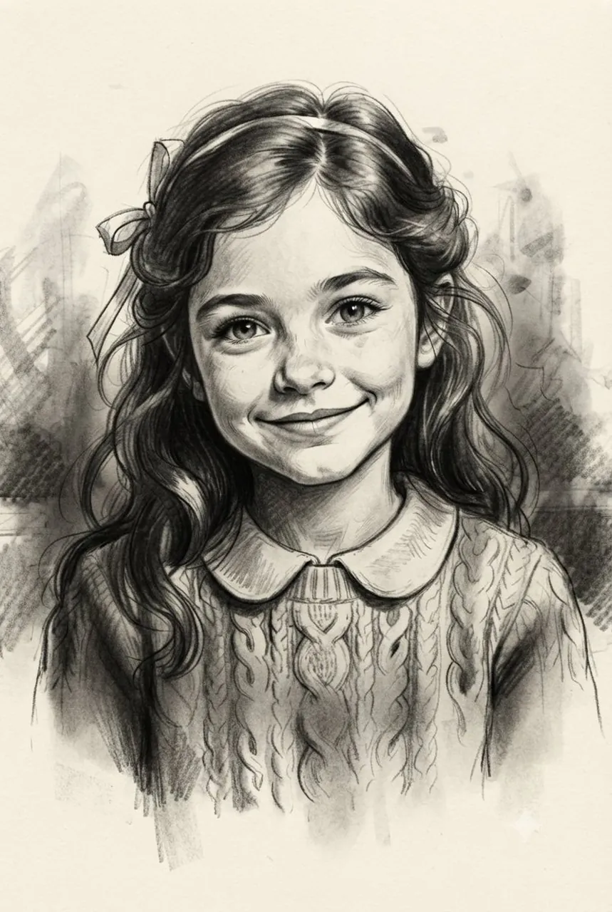 Charming charcoal portrait of youth.