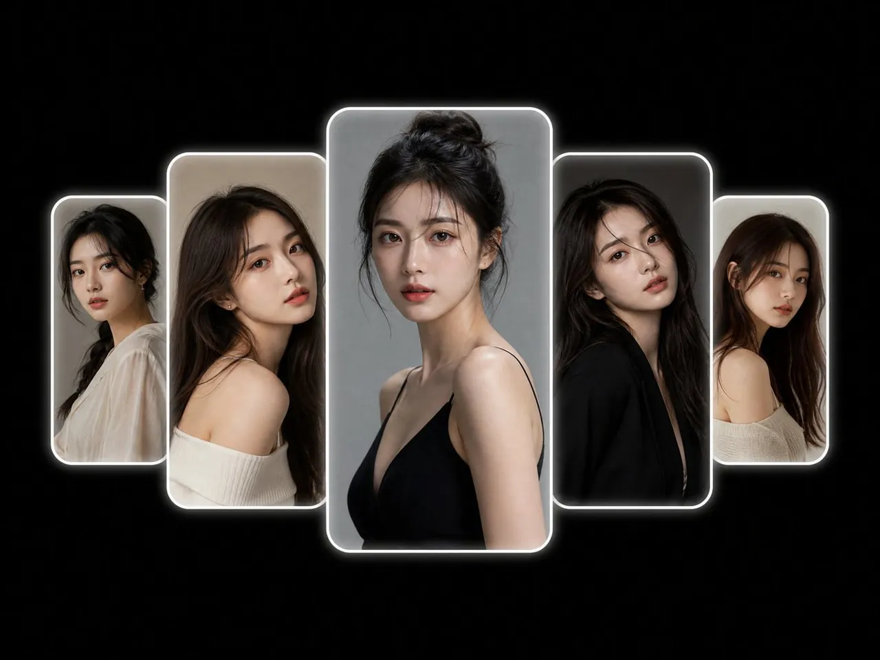 Five-Frame Minimalist Portrait Collage