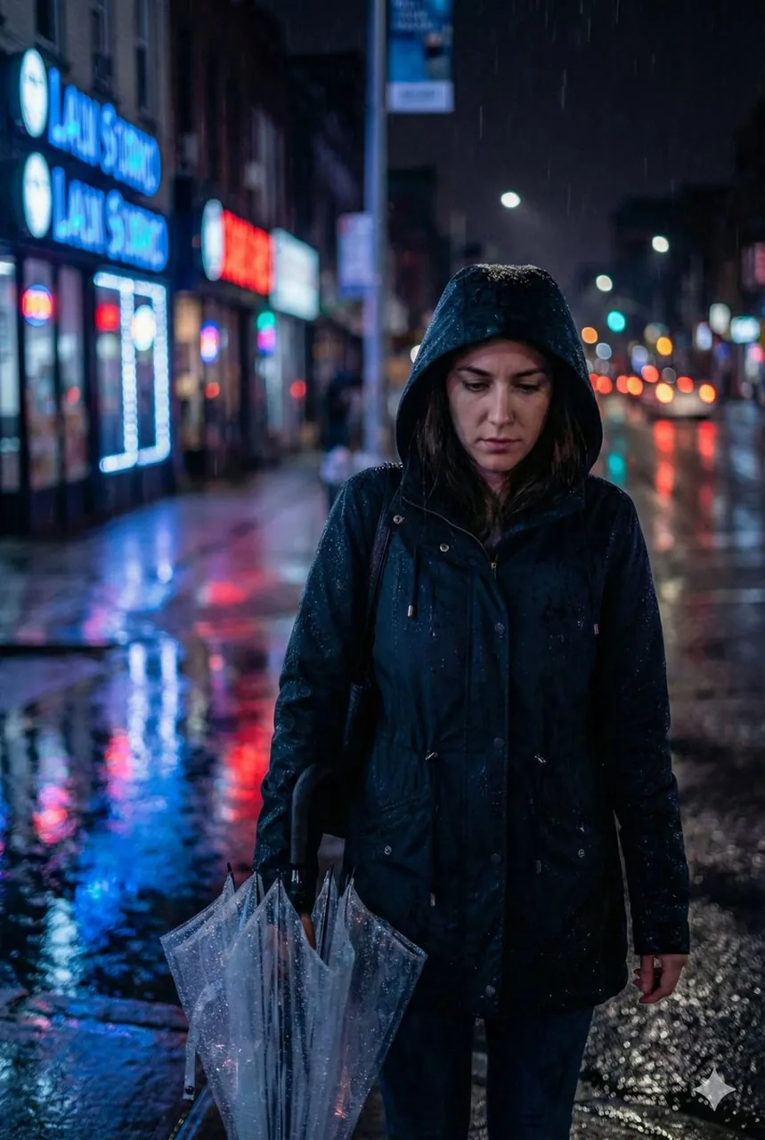电影感夜间街道场景提示词