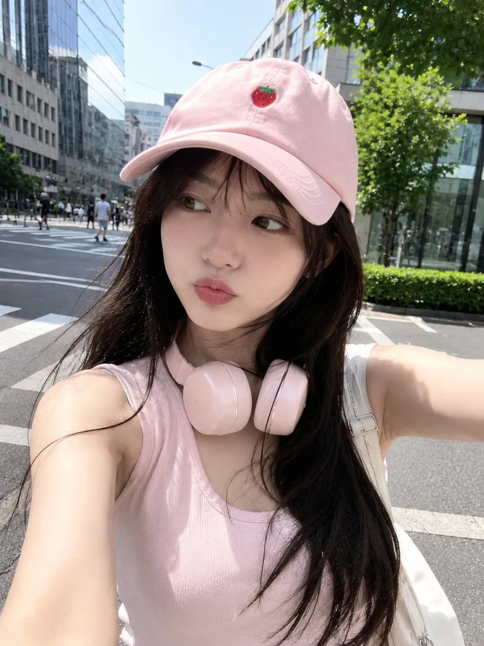 Ultra-realistic smartphone selfie of a cute young Japanese woman