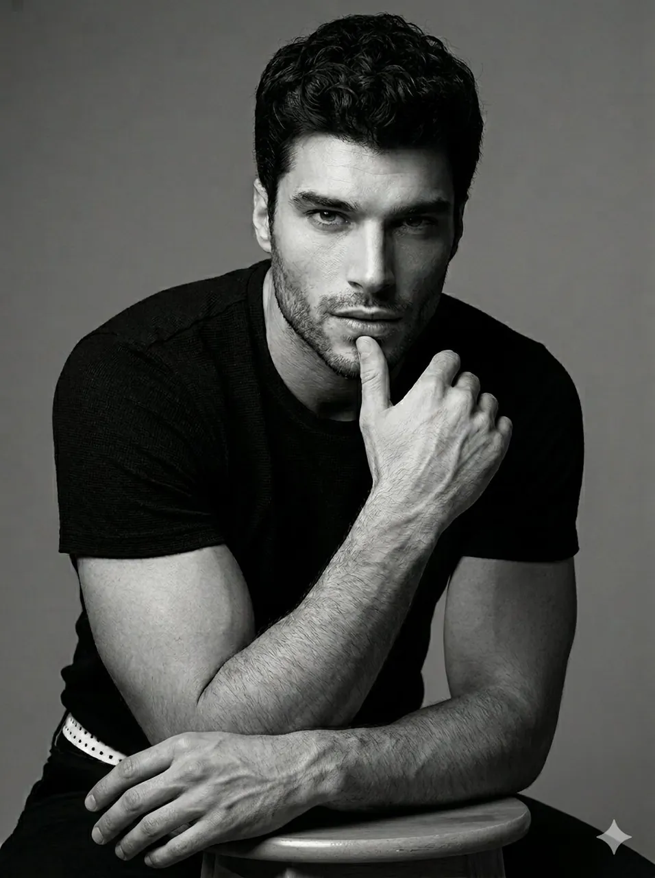 Black and White Male Studio Portrait