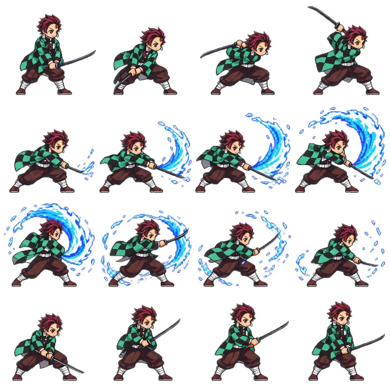 44 Pixel Art Katana Combat Sprite Sheet