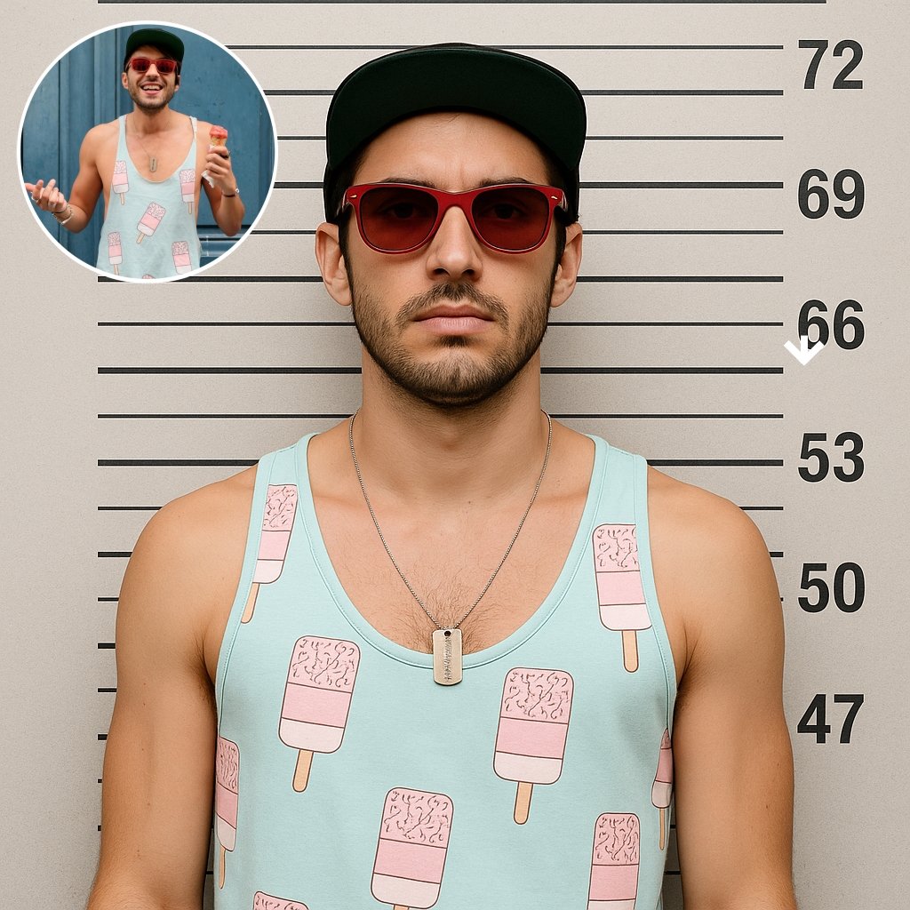 Vista previa generador de mugshot AI
