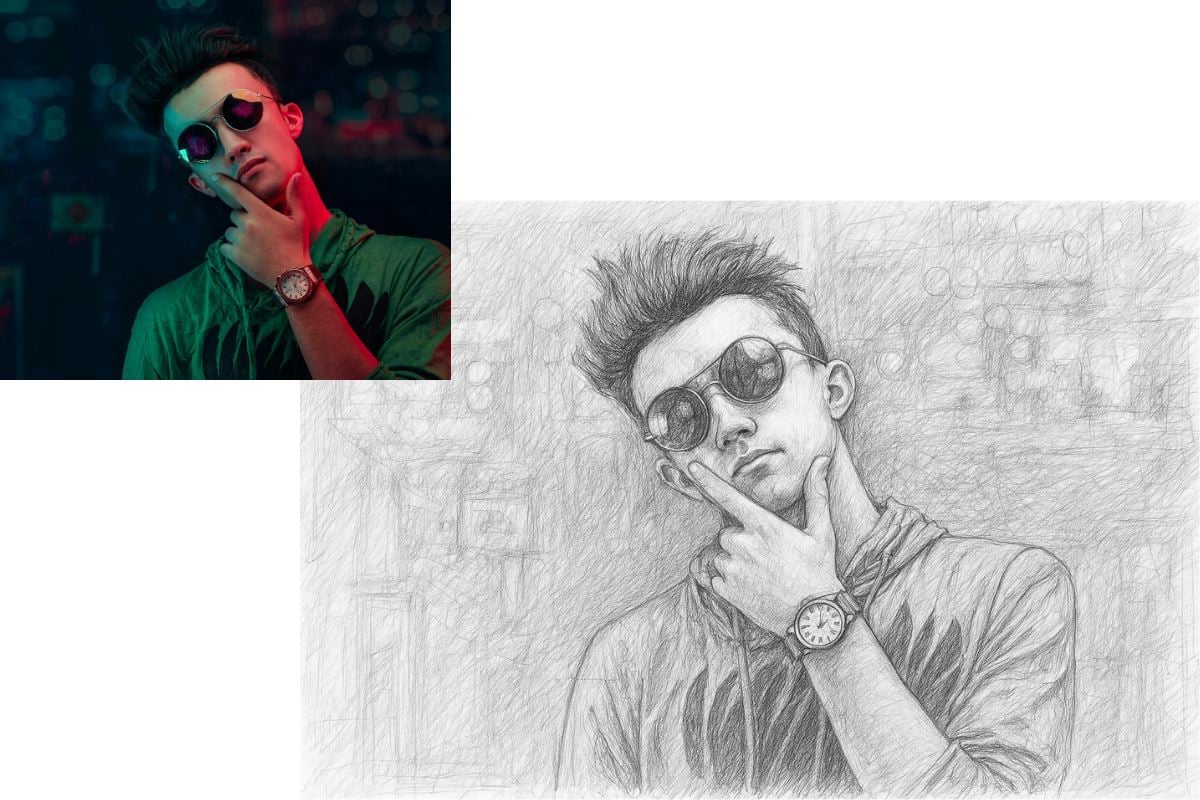 AI pencil sketch portrait generator