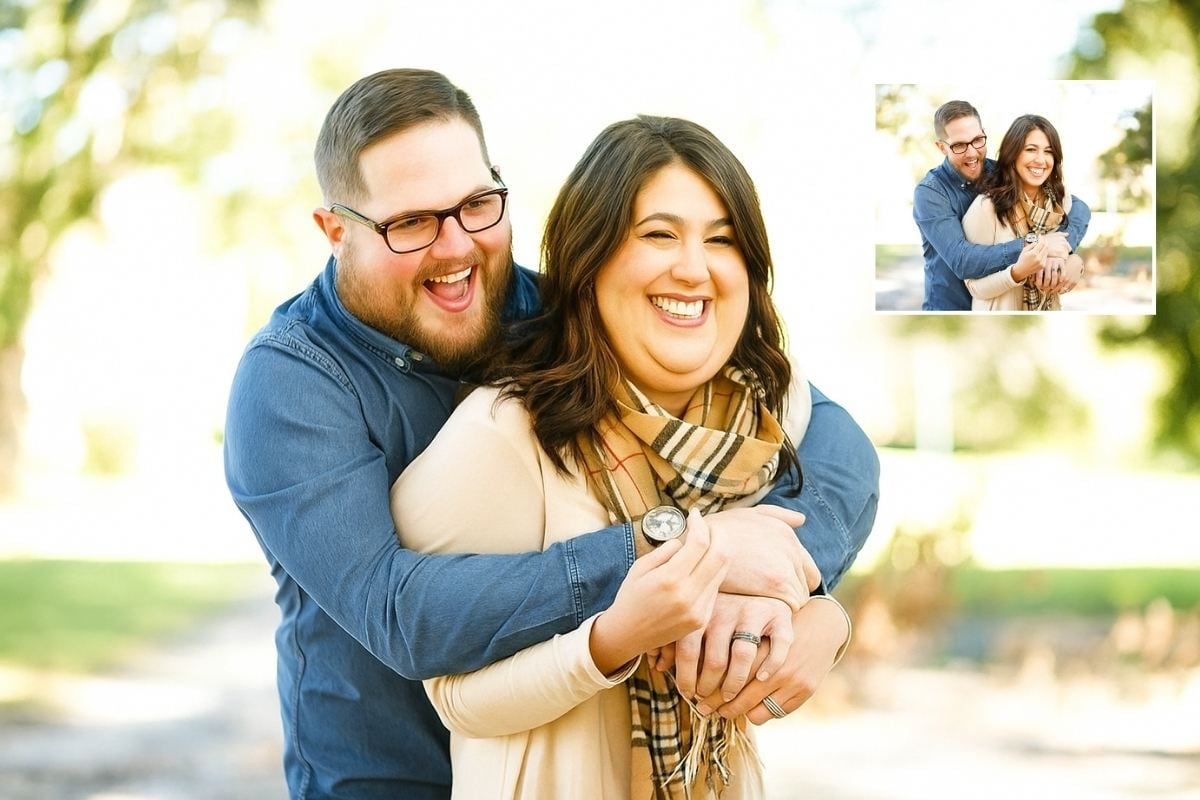 Group fat photo filter showing multiple people with realistic weight gain transformations