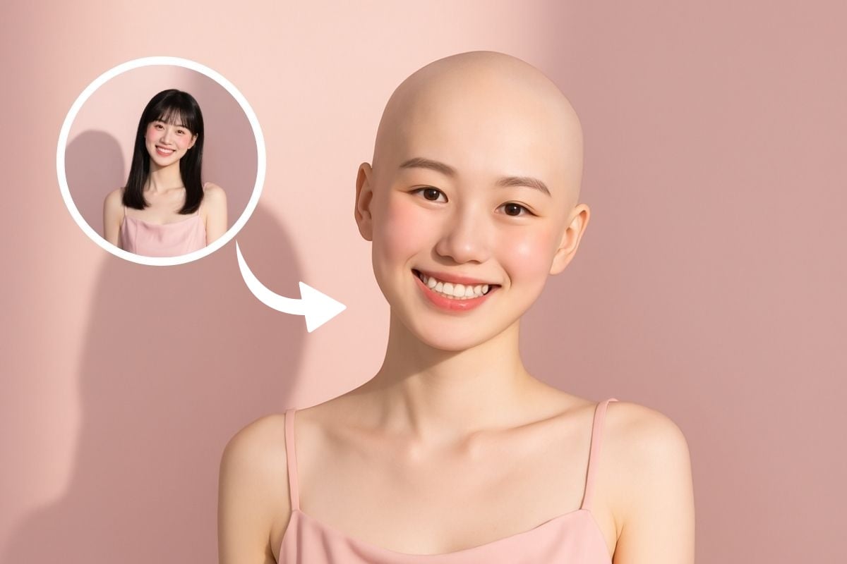 Filtro calvo AI usado para cosplay, redes sociales y previsualización profesional