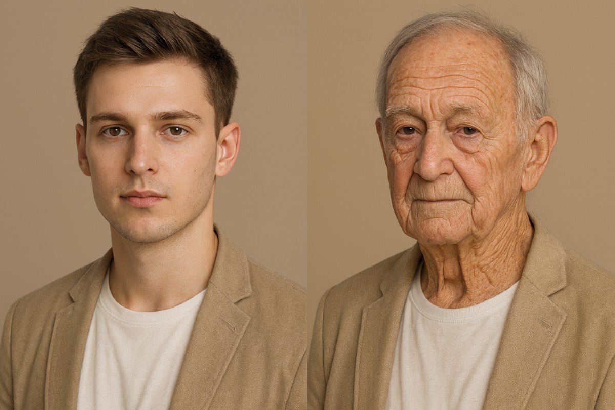 A high-quality image produced by the face aging online free tool.