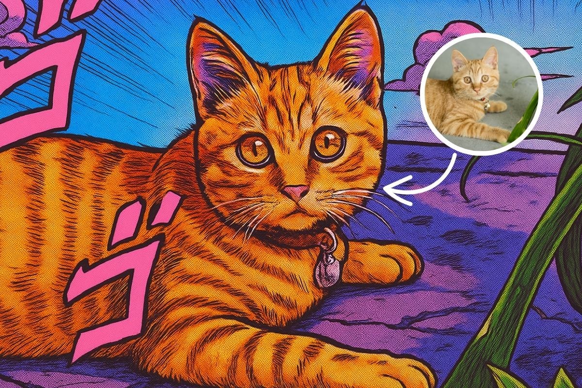 A pet photo with the JoJo AI filter
