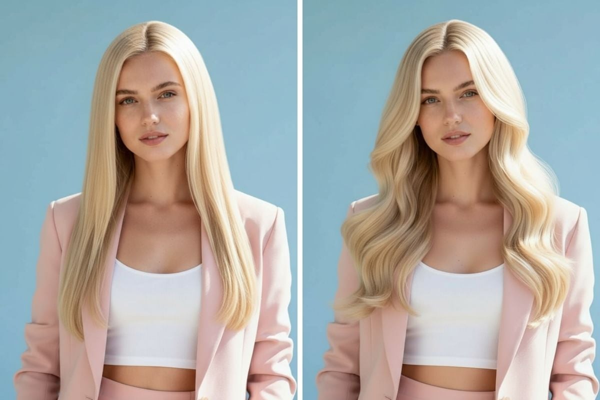 Social media content with wavy hair