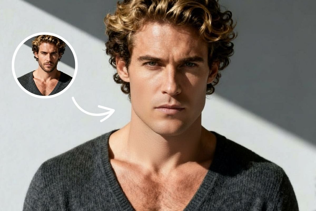 AI-generated clean-shaven look from a photo with a beard.