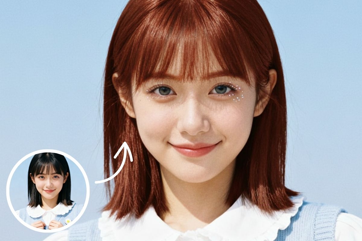 A user trying on hair colors online for free with an instant preview.