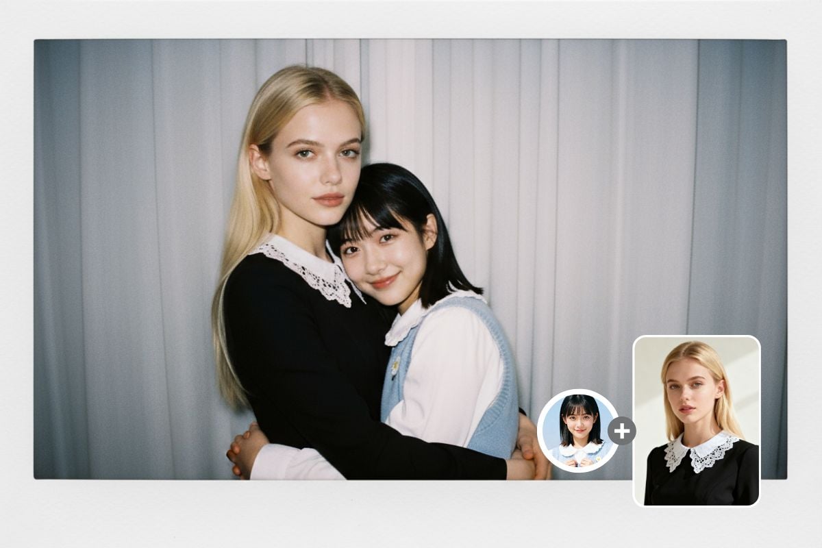 A user creating a viral trend photo with the Polaroid photo maker.