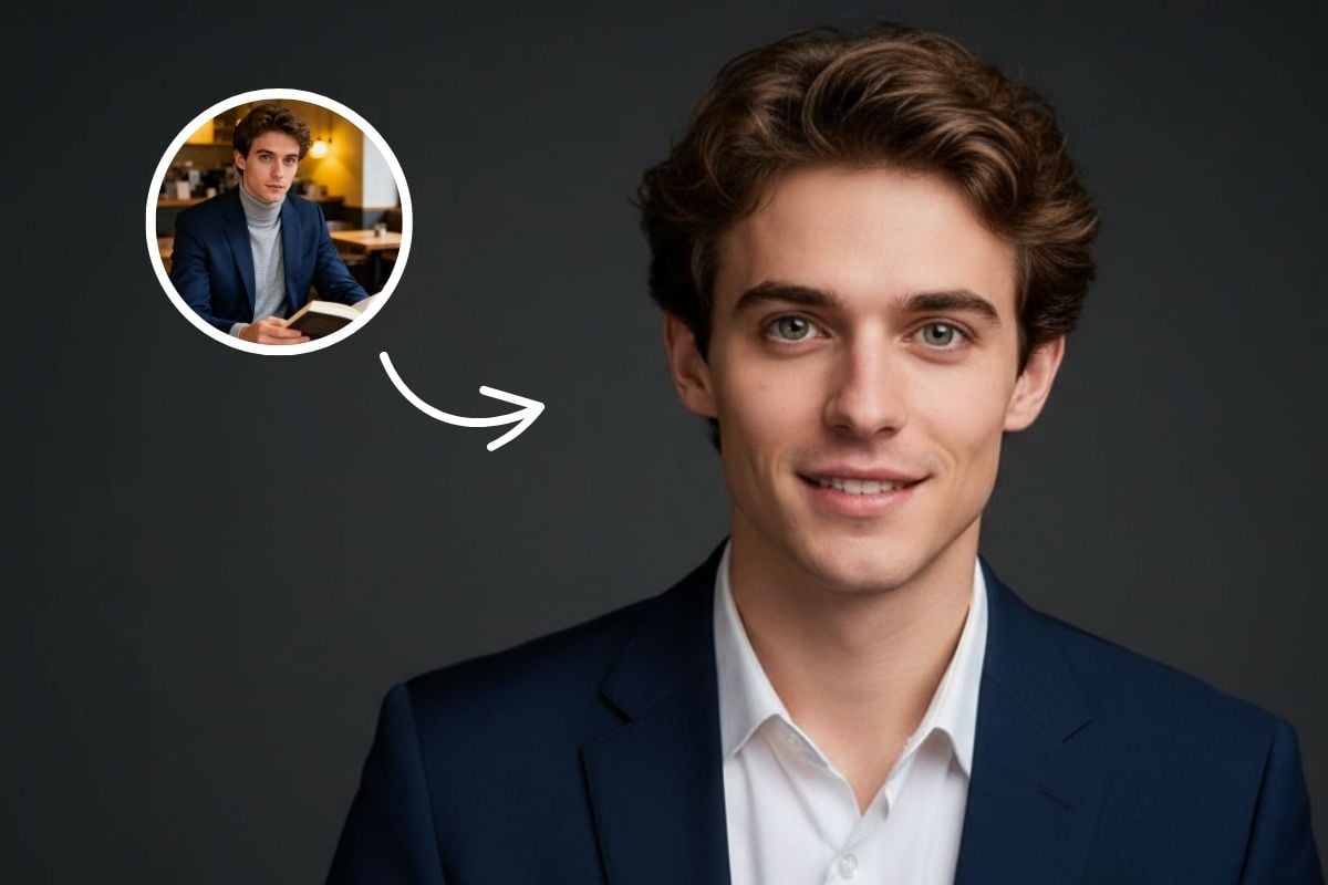 A professional headshot showing customized style options.