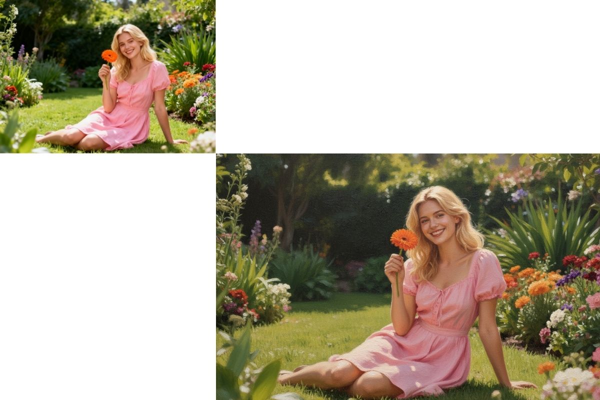 An image of a portrait photo transformed into an oil painting style.