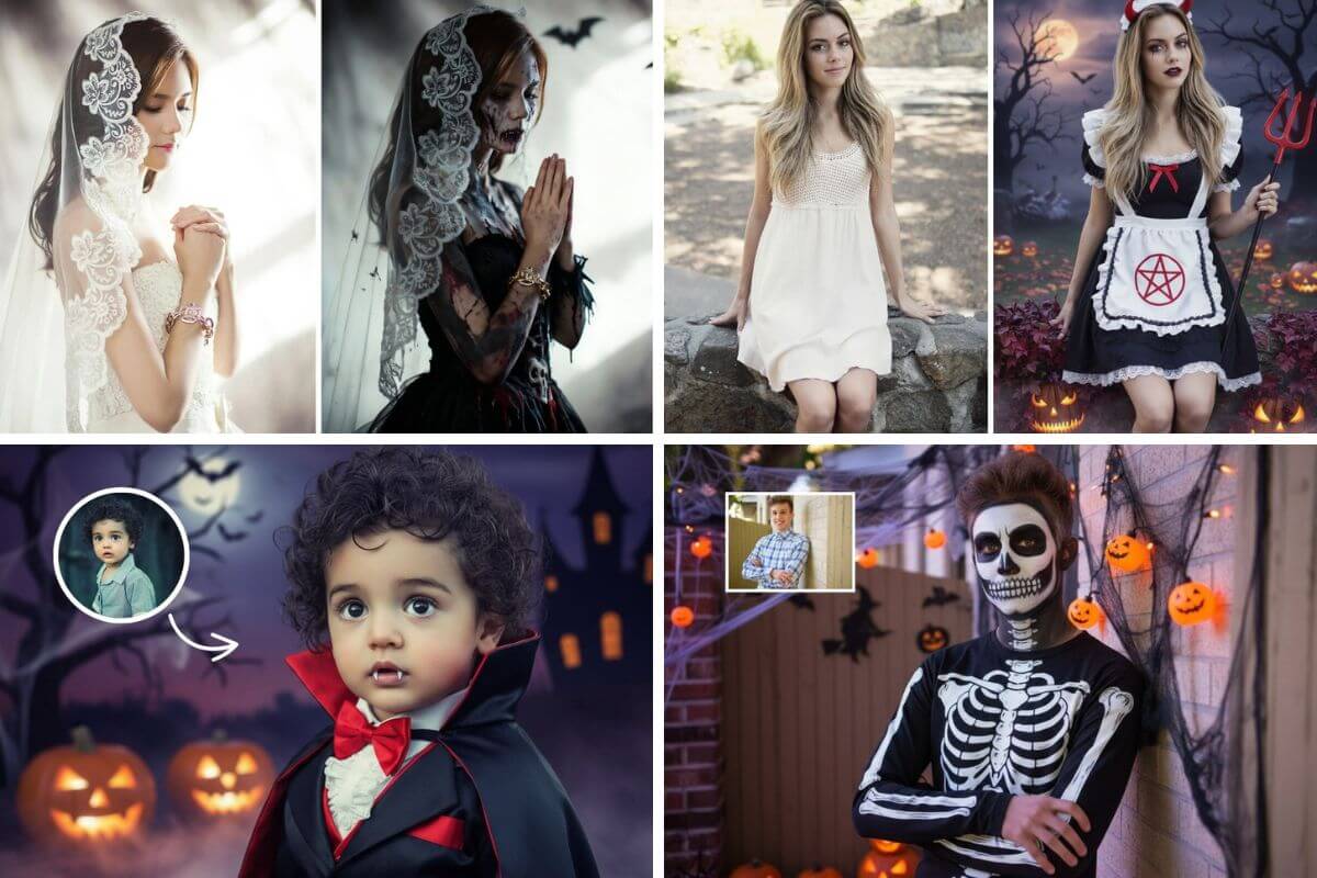 Paquete de efectos de foto del generador de Halloween con IA