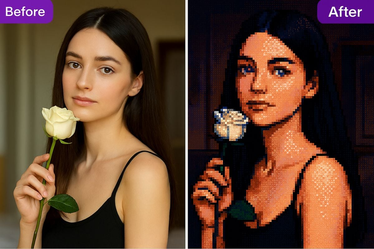 convierte las flores al estilo Pixel Art