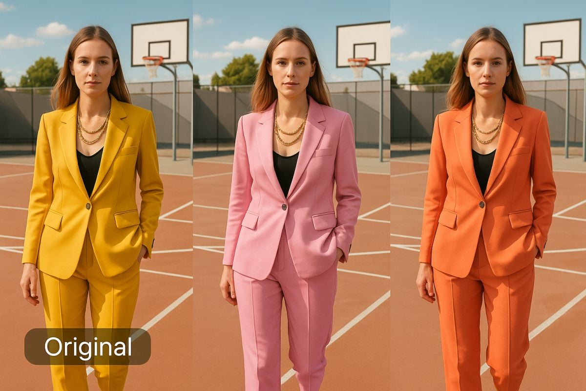 一位穿着独特AI生成街头穿搭的人。