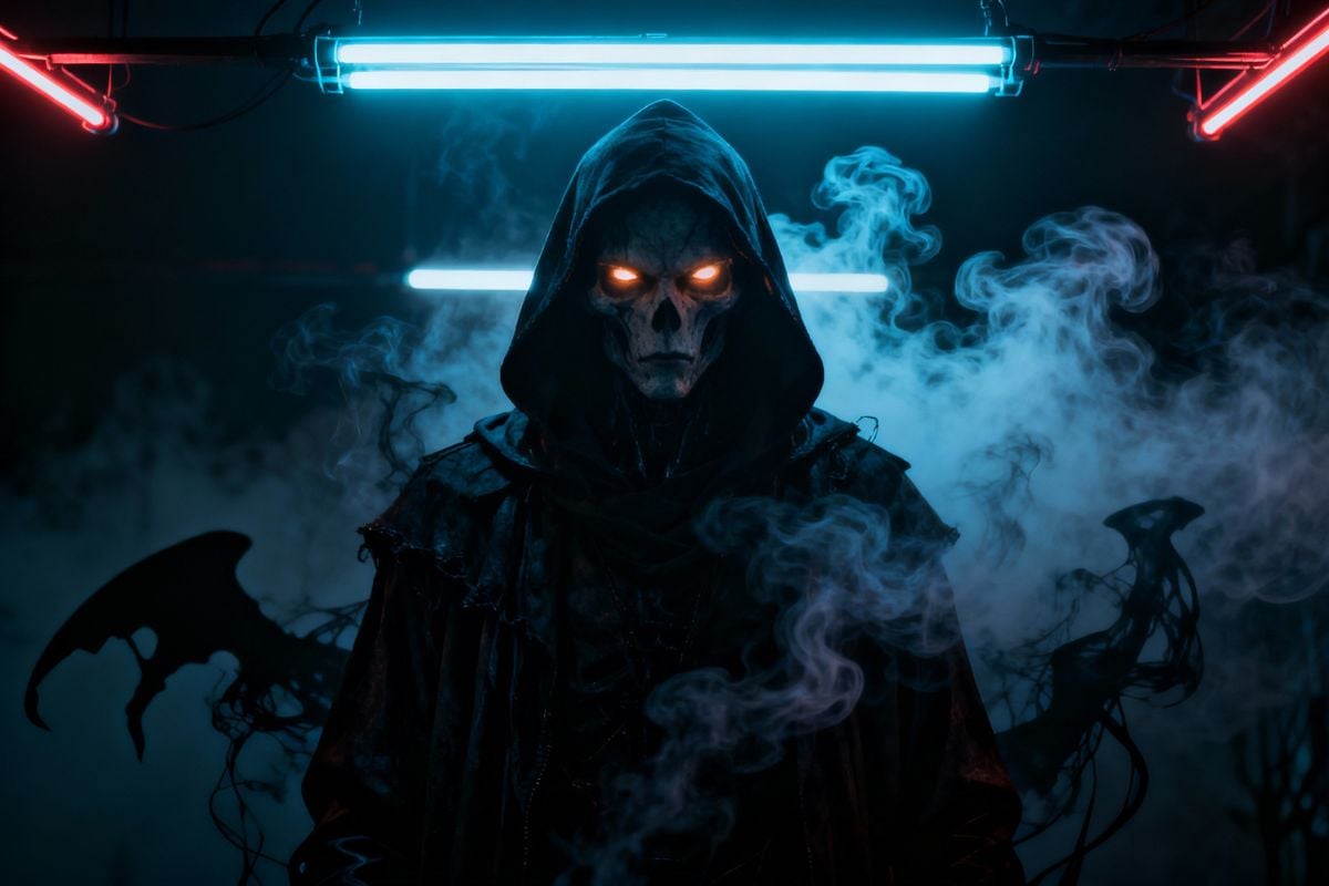 AI-generated 80s style dark fantasy cityscape