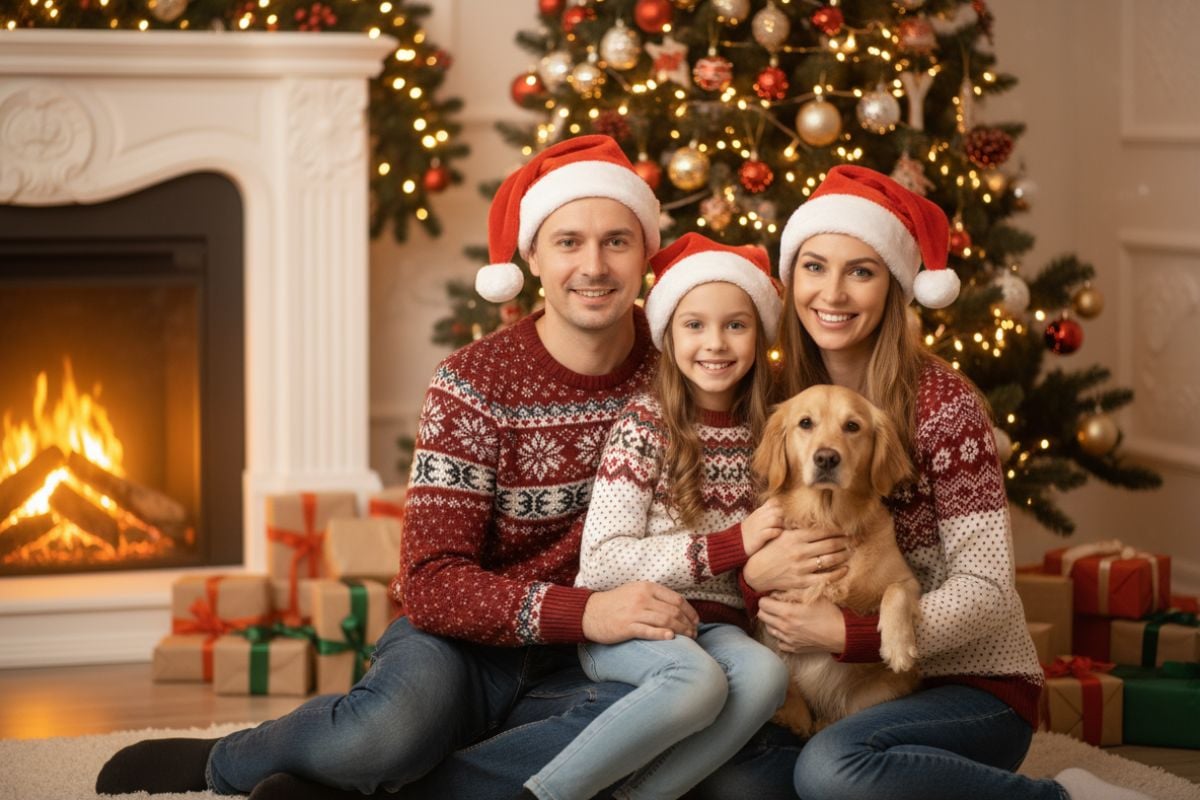 AI-generated family Christmas portrait