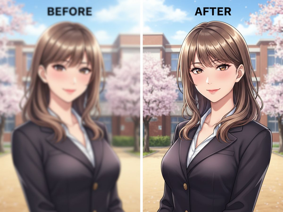 El escalador de anime con IA mejorando una imagen fija