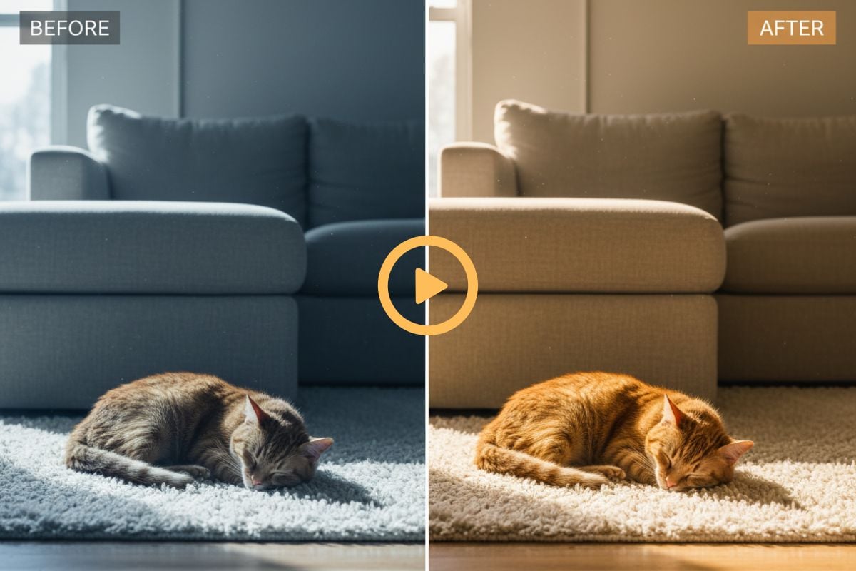 AI Video Color Correction in action