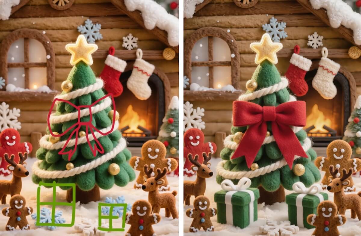 Montage guidé avec flèches, masques et gribouillis