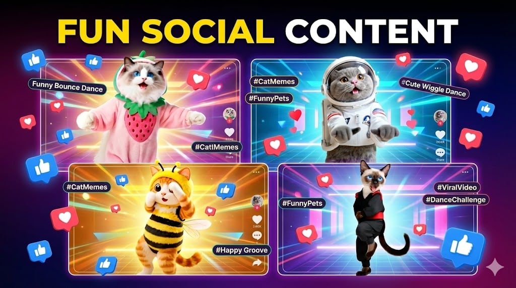 춤추는 고양이 쇼츠 - GoEnhance