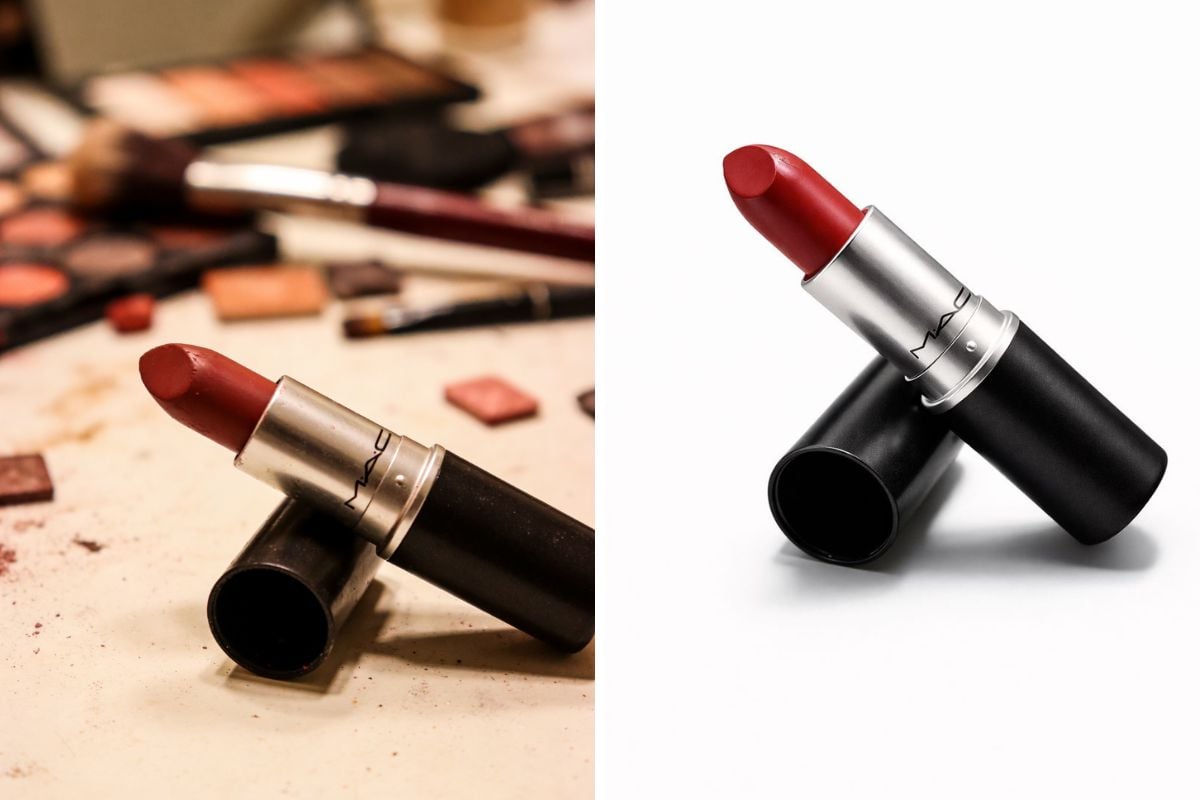 A product photo being cleaned up with a bright background, crisp edges, and realistic shadows.