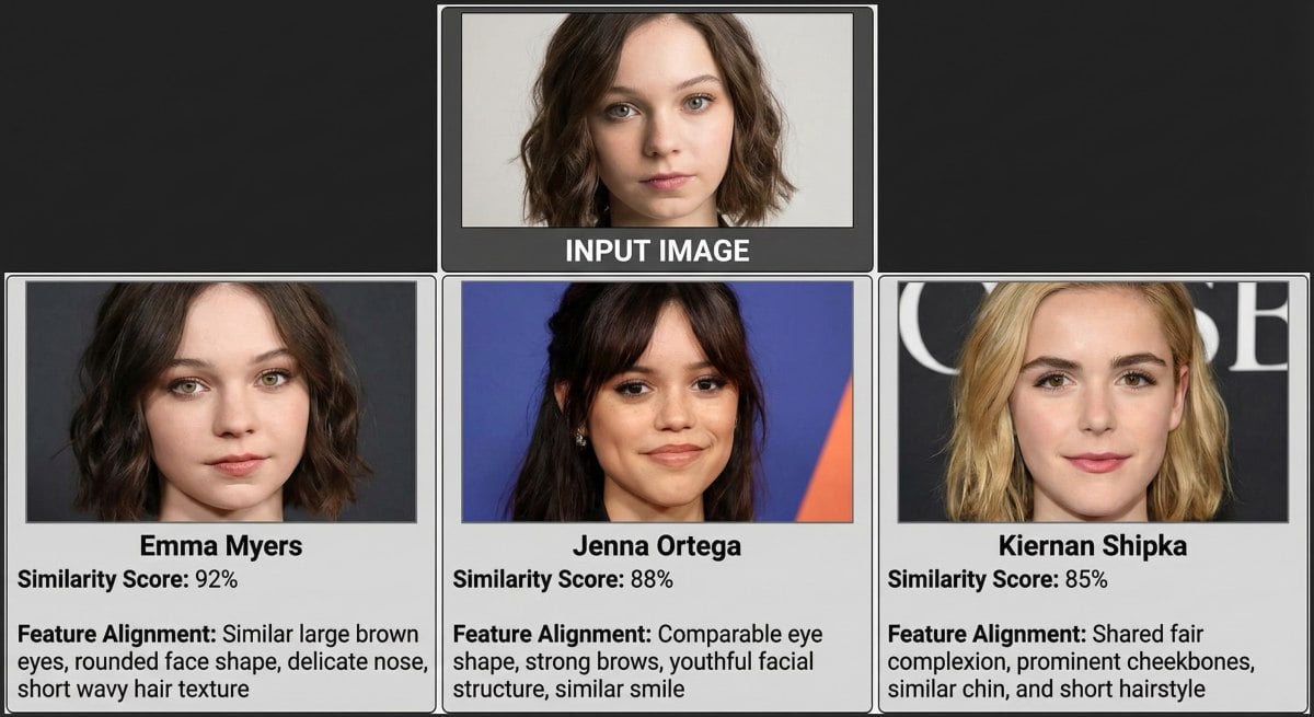 Celebrity look alike finder result image