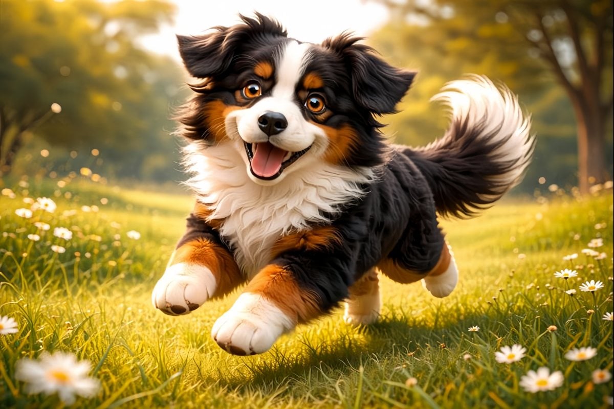 Multiple dancing dog variations created from the same photo by switching templates