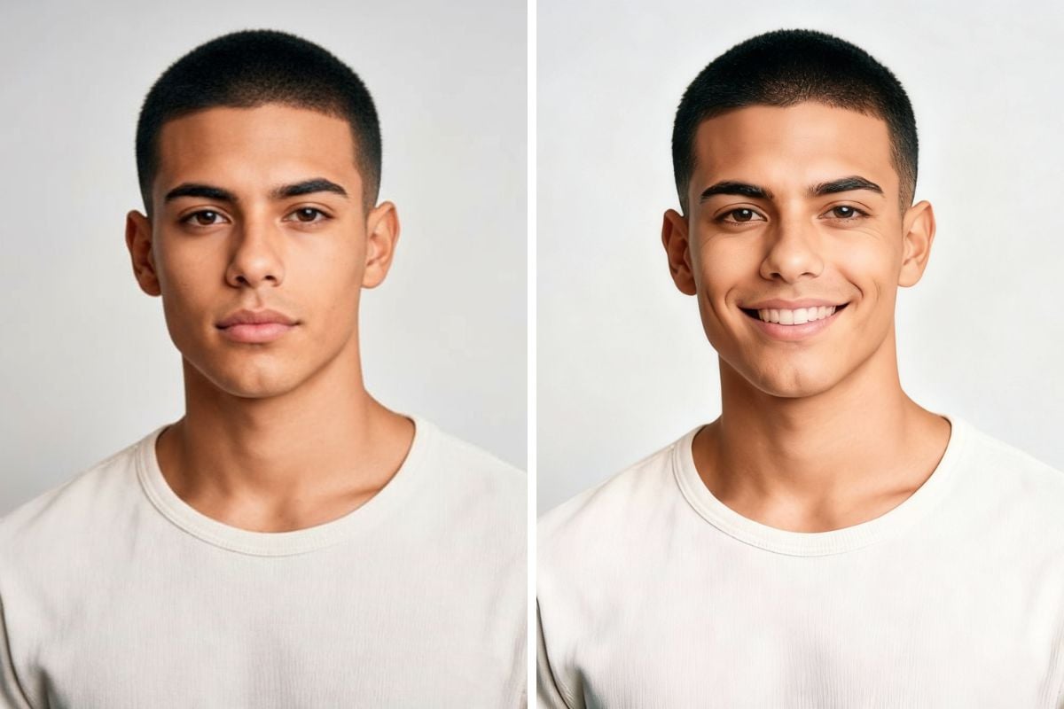 Realistic AI smile filter generated quickly